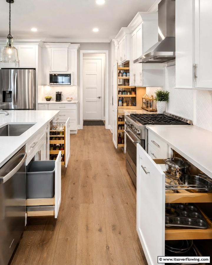 Pull Out Storage Solutions - 20 Townhouse Kitchen Ideas for Small Spaces