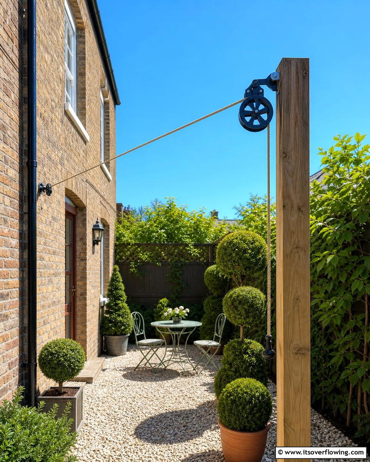 Pulley System Clothesline for Convenience - 25 Outdoor Clothesline Ideas for Efficient Drying