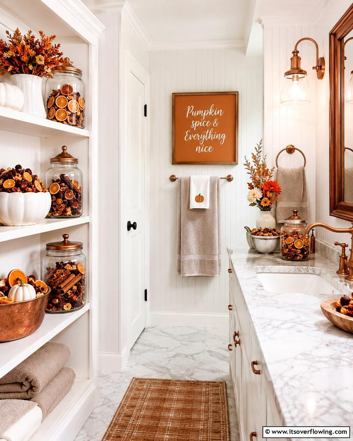 Pumpkin Spice Potpourri - 25 Fall Bathroom Decor Ideas for a Seasonal and Stylish Update