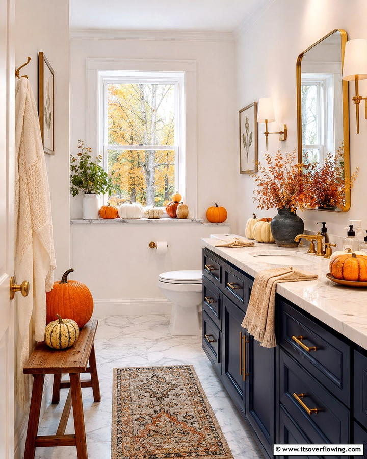 Pumpkins and Gourds for Decor - 25 Fall Bathroom Decor Ideas for a Seasonal and Stylish Update