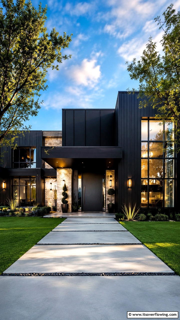 Pure Onyx Statement - 30 Black House Exteriors- Bold Paint Colors for Modern Homes