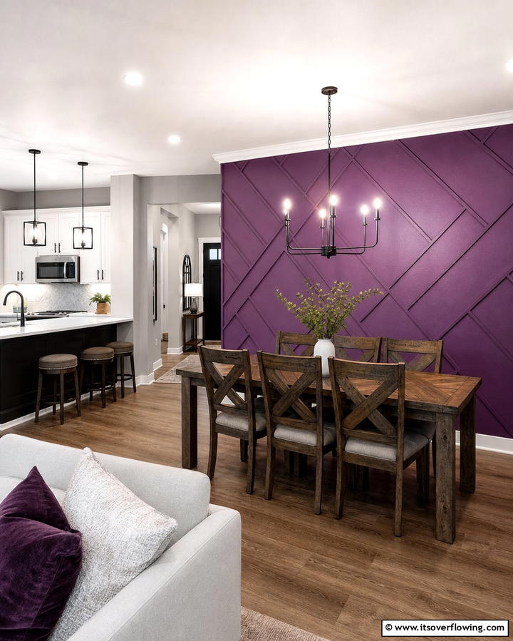 Purple Accent Wall - 25 Purple Dining Room Ideas for a Luxurious Ambiance