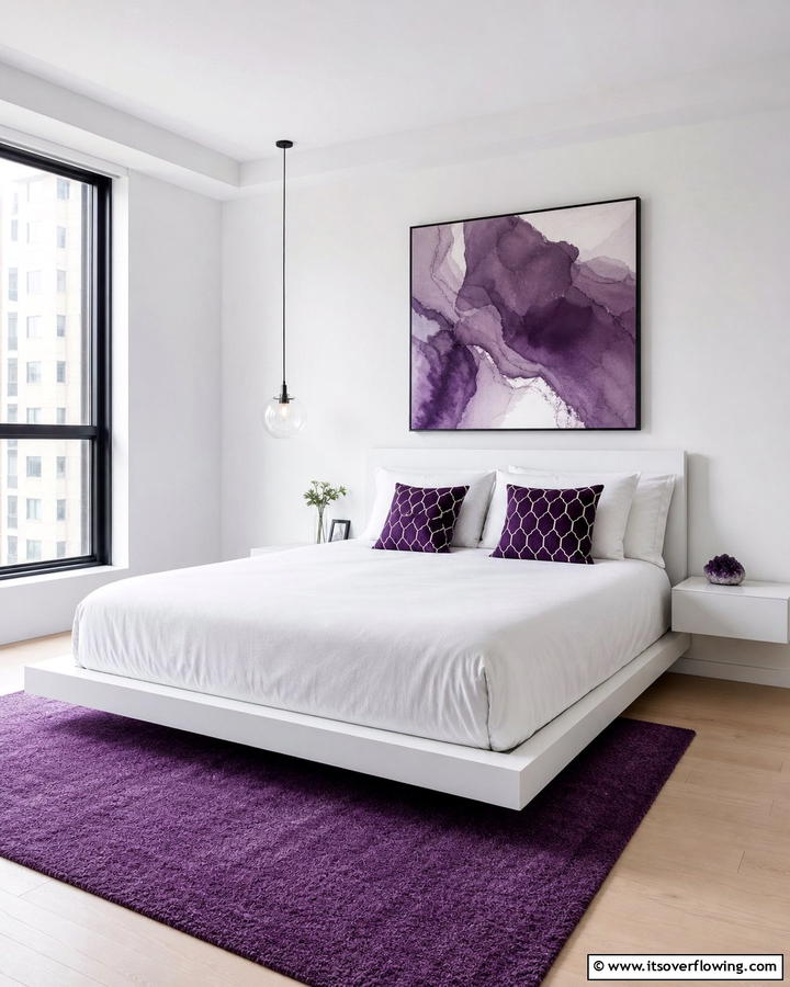 Purple Accents in a Minimalist Bedroom - 17 Purple Bedroom Ideas for Dreamy and Creative Spaces