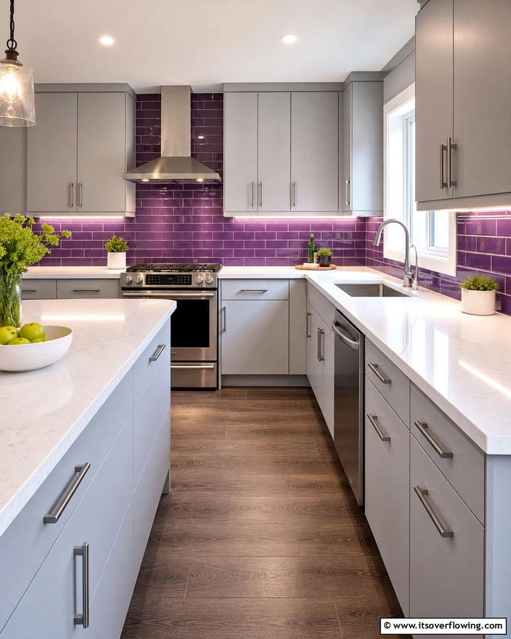 Purple Backsplash Tiles for a Pop of Color - 25 Purple Kitchen Ideas for a Bold and Stylish Look