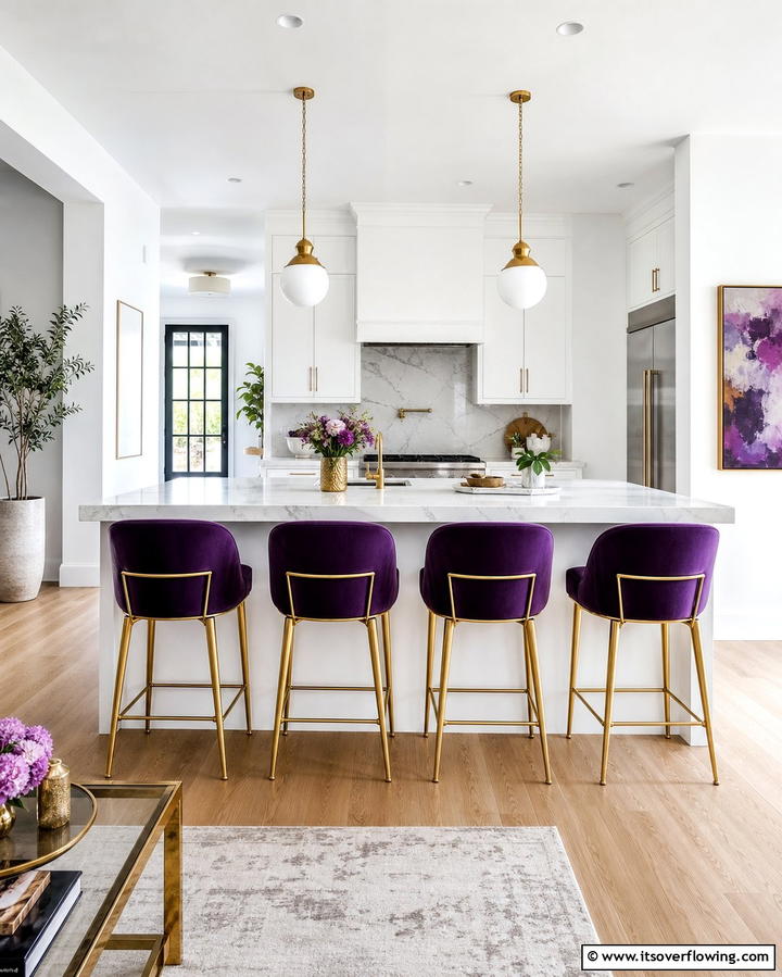 Purple Bar Stools - 25 Purple Kitchen Ideas for a Bold and Stylish Look