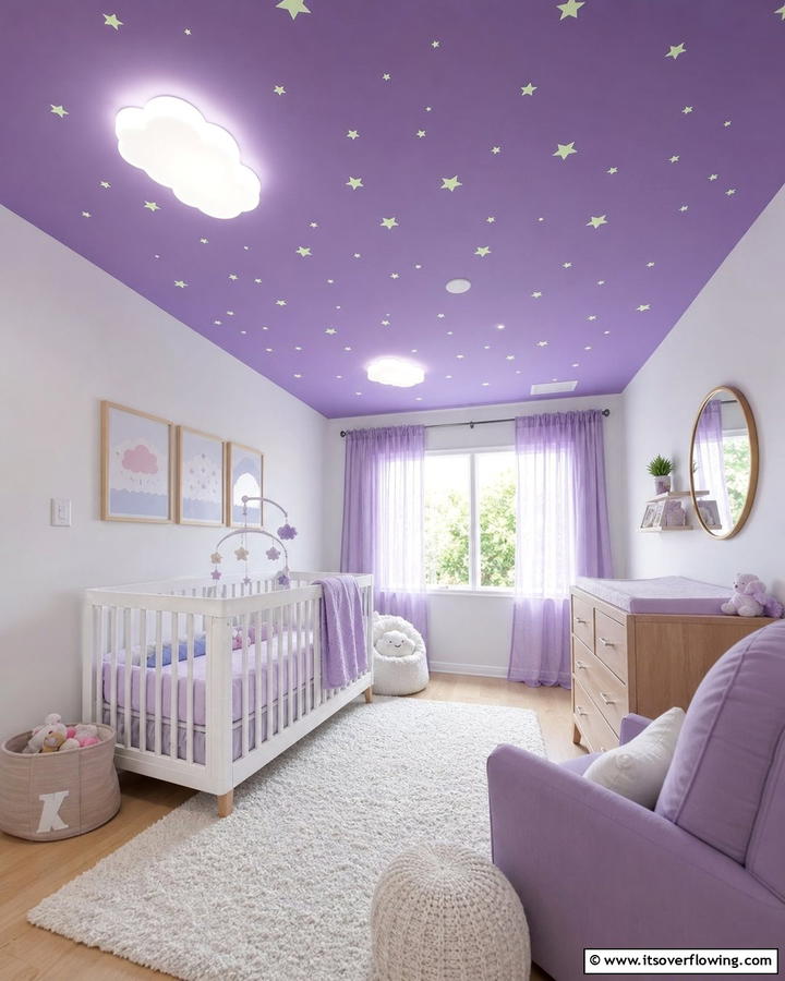 Purple Ceiling for a Unique Twist - 20 Purple Nursery Ideas for a Dreamy Baby Room
