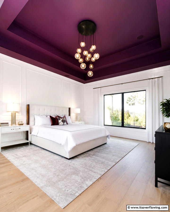Purple Ceiling for an Unexpected Touch - 30 Dark Purple Bedroom Ideas for Dramatic Luxury Spaces