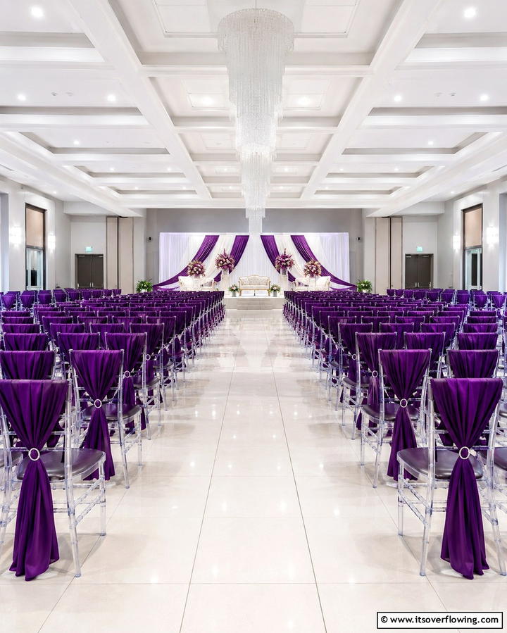 Purple Chair Covers and Sashes - 30 Purple Wedding Theme Ideas for Regal Celebrations