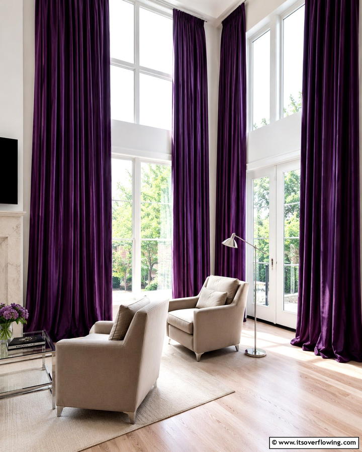 Purple Curtains for a Dramatic Flair - 25 Purple Living Room Ideas for a Stylish Home Makeover
