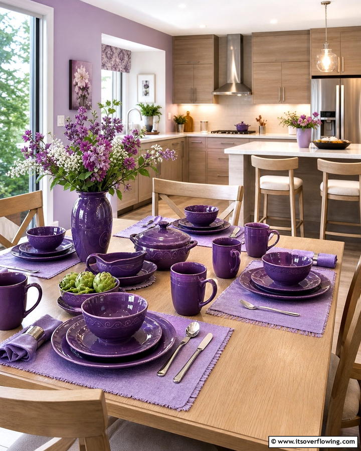 Purple Dinnerware for a Coordinated Touch - 25 Purple Kitchen Ideas for a Bold and Stylish Look