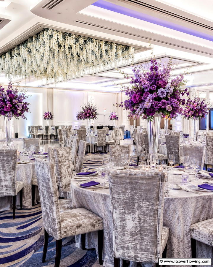 Purple Floral Centerpieces - 30 Purple Wedding Theme Ideas for Regal Celebrations