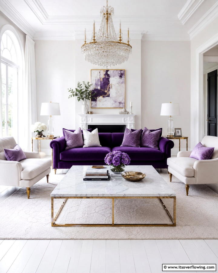Purple Furniture Accents for Subtle Elegance - 25 Purple Living Room Ideas for a Stylish Home Makeover