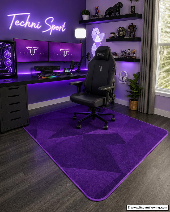 Purple Gaming Chair Mat - 20 Purple Gaming Setup Ideas for a Vibrant Space