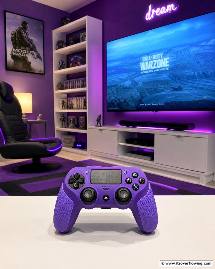 Purple Gaming Controller with Custom Grips - 20 Purple Gaming Setup Ideas for a Vibrant Space