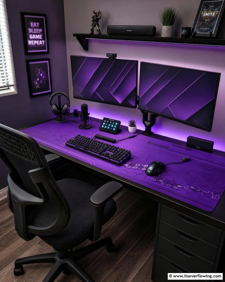 Purple Gaming Desk Mat - 20 Purple Gaming Setup Ideas for a Vibrant Space