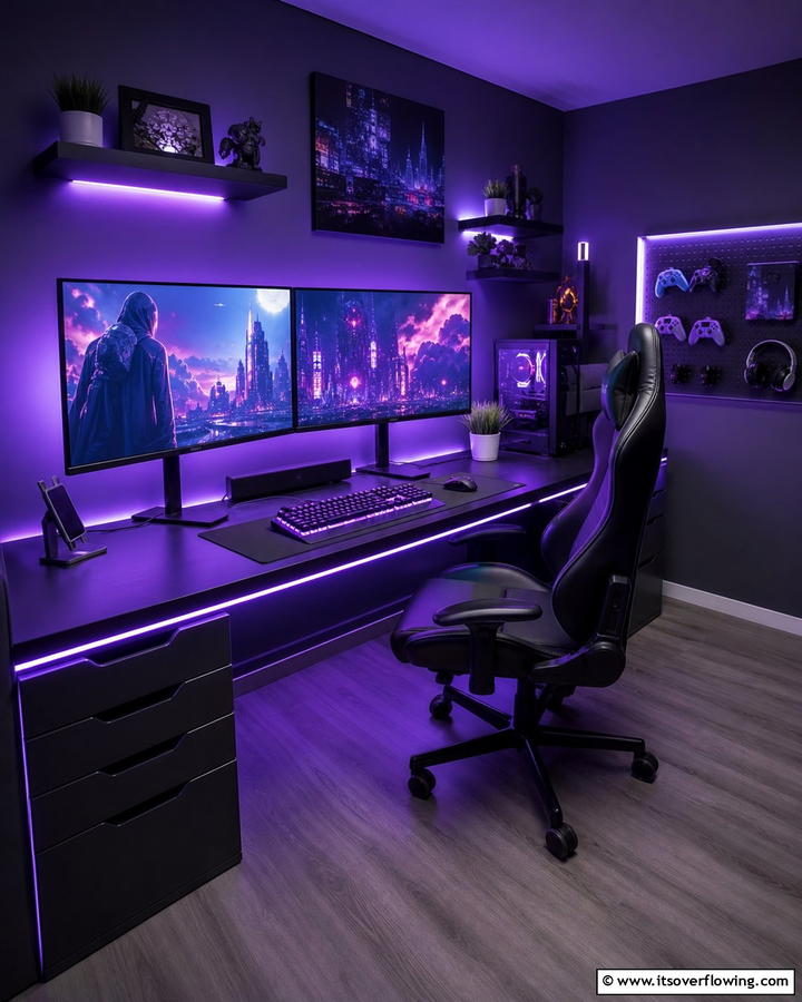 Purple Gaming Monitor Lights - 20 Purple Gaming Setup Ideas for a Vibrant Space