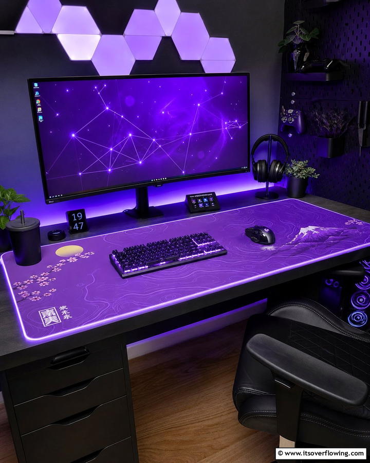 Purple Gaming Mousepad with RGB Edges - 20 Purple Gaming Setup Ideas for a Vibrant Space