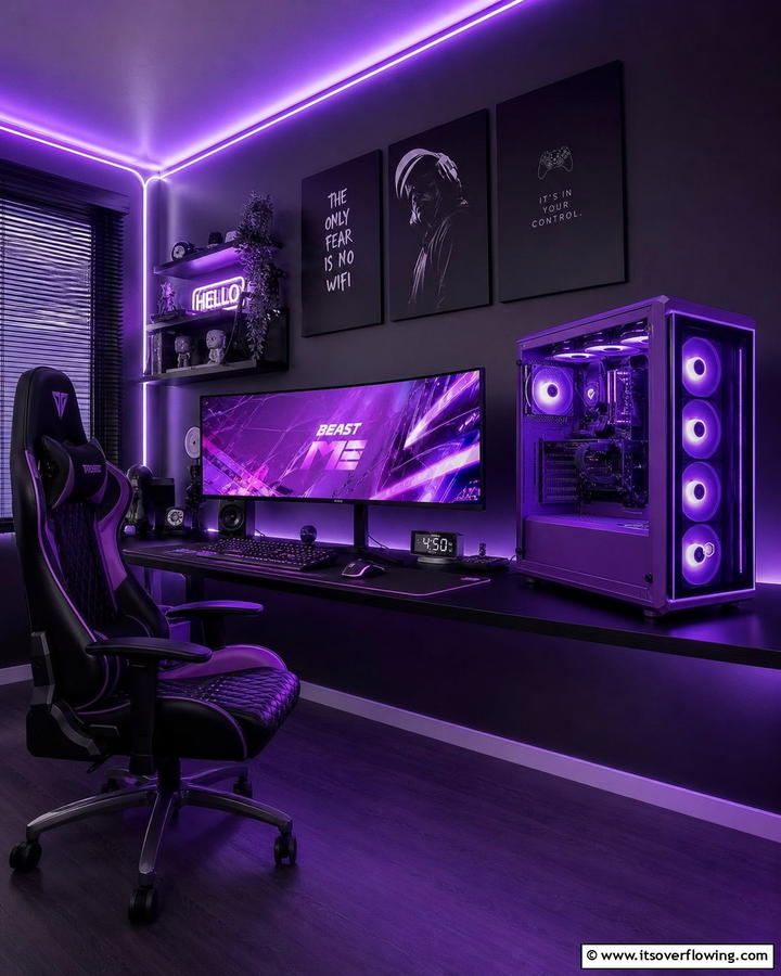 Purple Gaming PC Case with Tempered Glass - 20 Purple Gaming Setup Ideas for a Vibrant Space