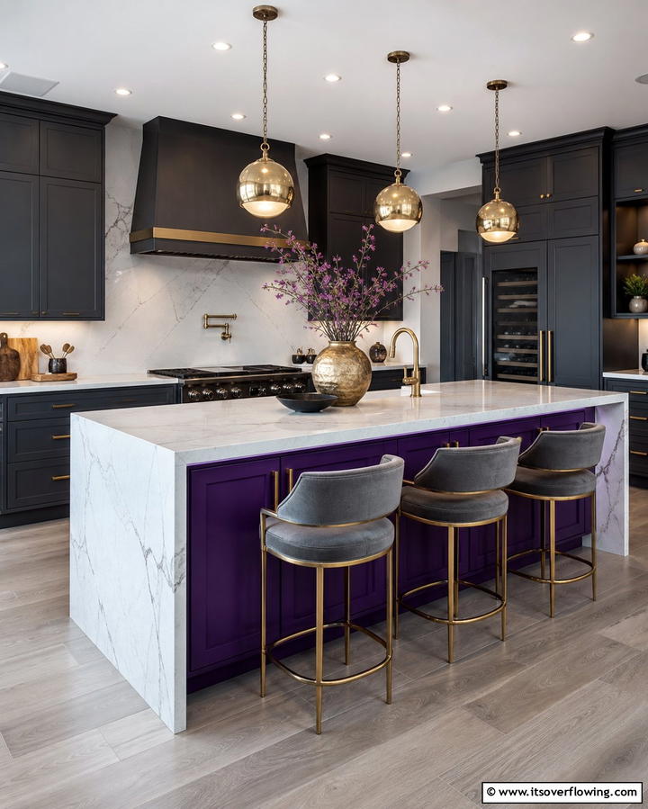Purple Kitchen Island - 25 Purple Kitchen Ideas for a Bold and Stylish Look