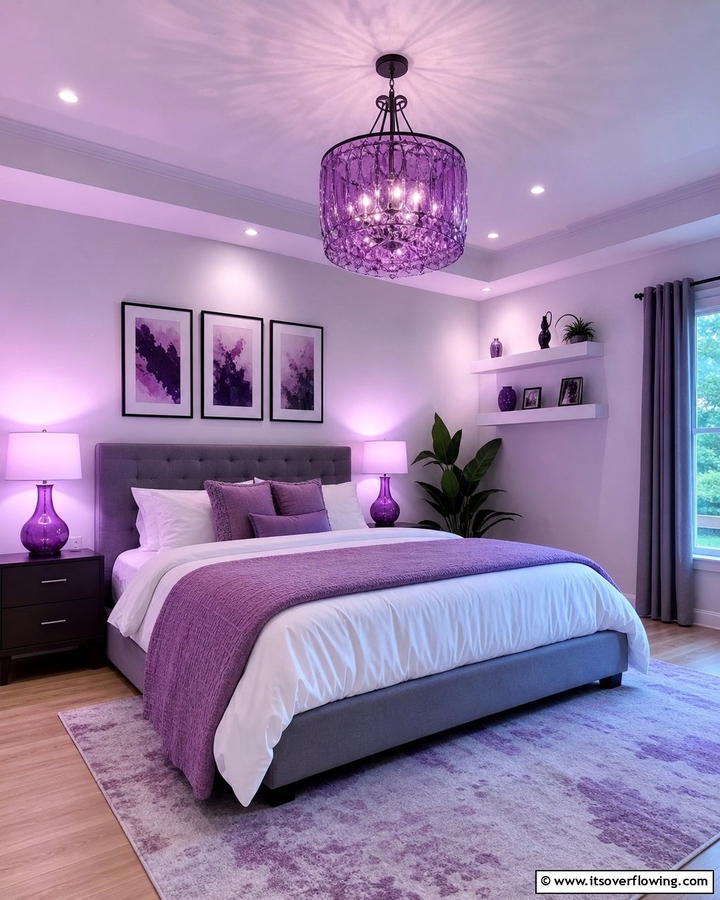 Purple Lighting Fixtures - 17 Purple Bedroom Ideas for Dreamy and Creative Spaces