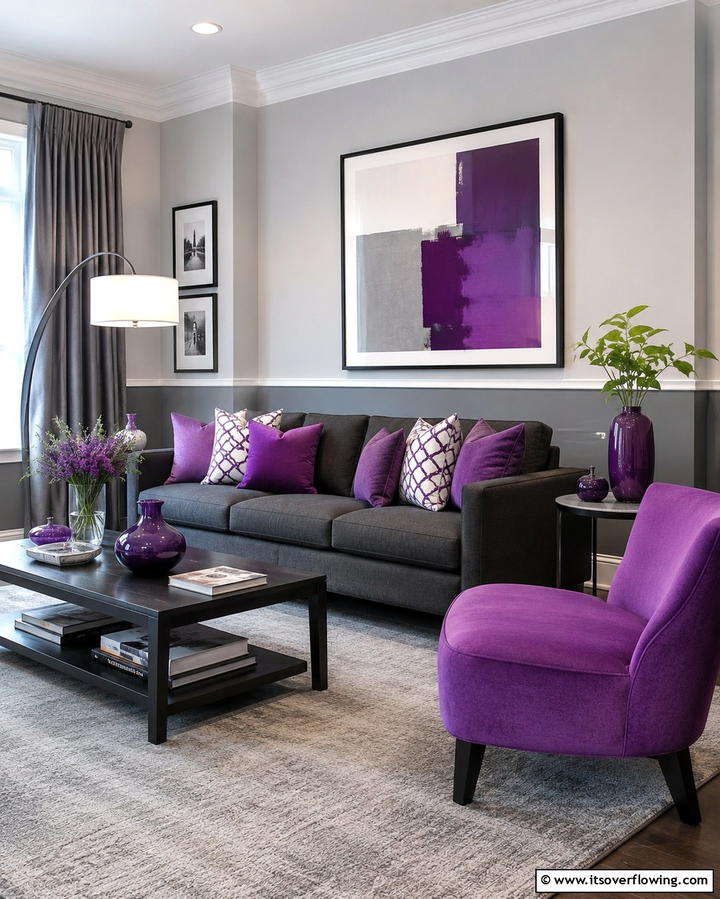Purple Lighting for a Unique Atmosphere - 25 Purple Living Room Ideas for a Stylish Home Makeover