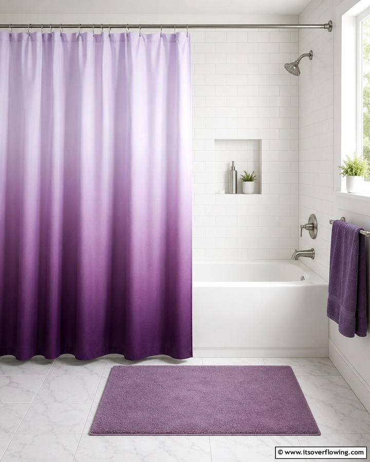 Purple Ombre Shower Curtain - 25 Purple Bathroom Ideas for a Bold and Beautiful Space
