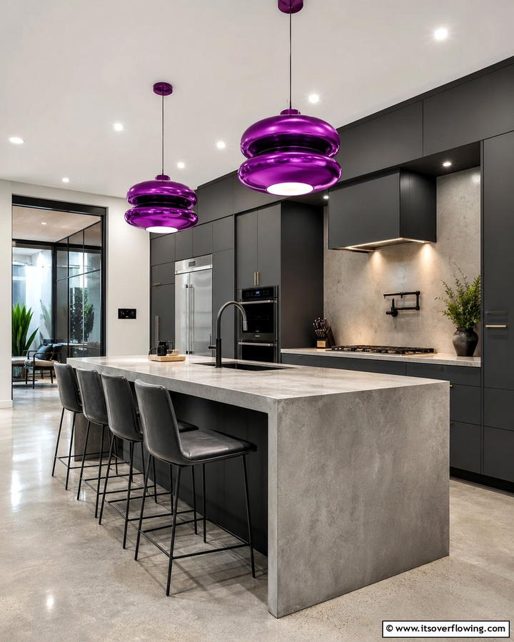 Purple Pendant Lights for Stylish Illumination - 25 Purple Kitchen Ideas for a Bold and Stylish Look