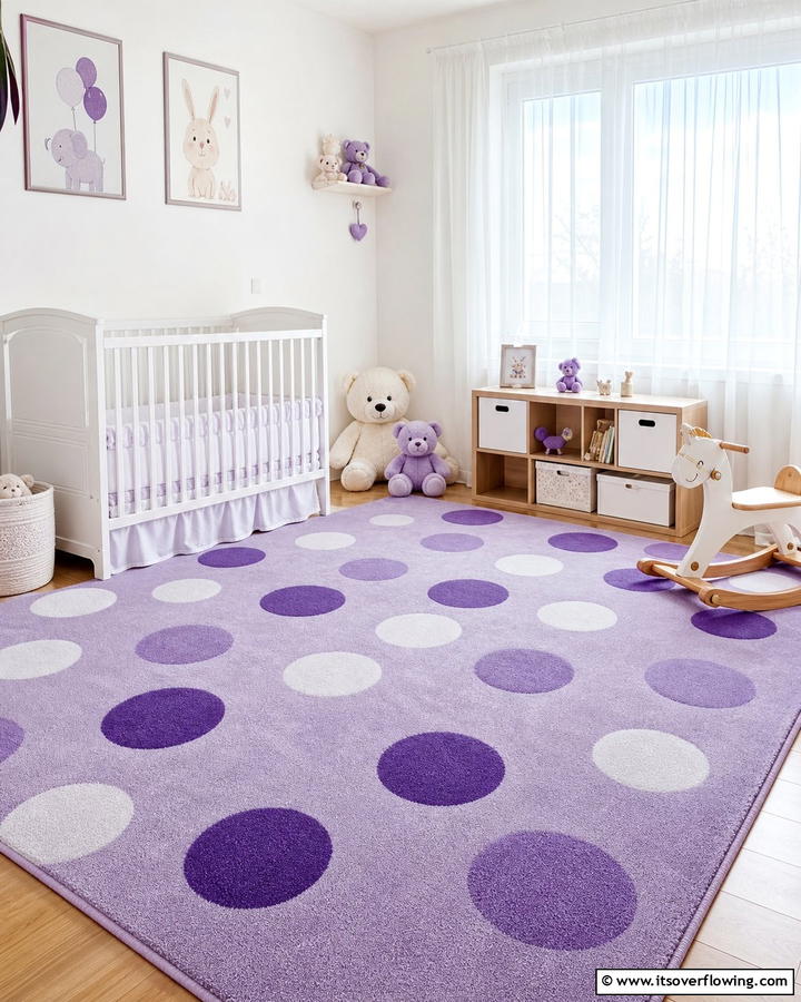 Purple Polka Dot Rug for Playful Charm - 20 Purple Nursery Ideas for a Dreamy Baby Room