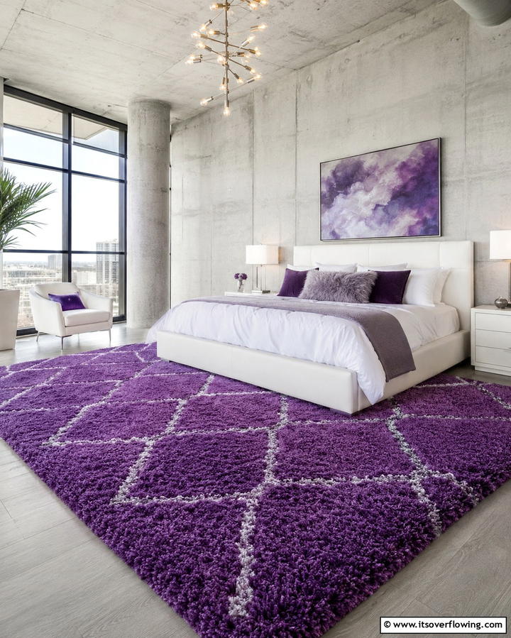 Purple Rug as a Statement Piece - 30 Dark Purple Bedroom Ideas for Dramatic Luxury Spaces