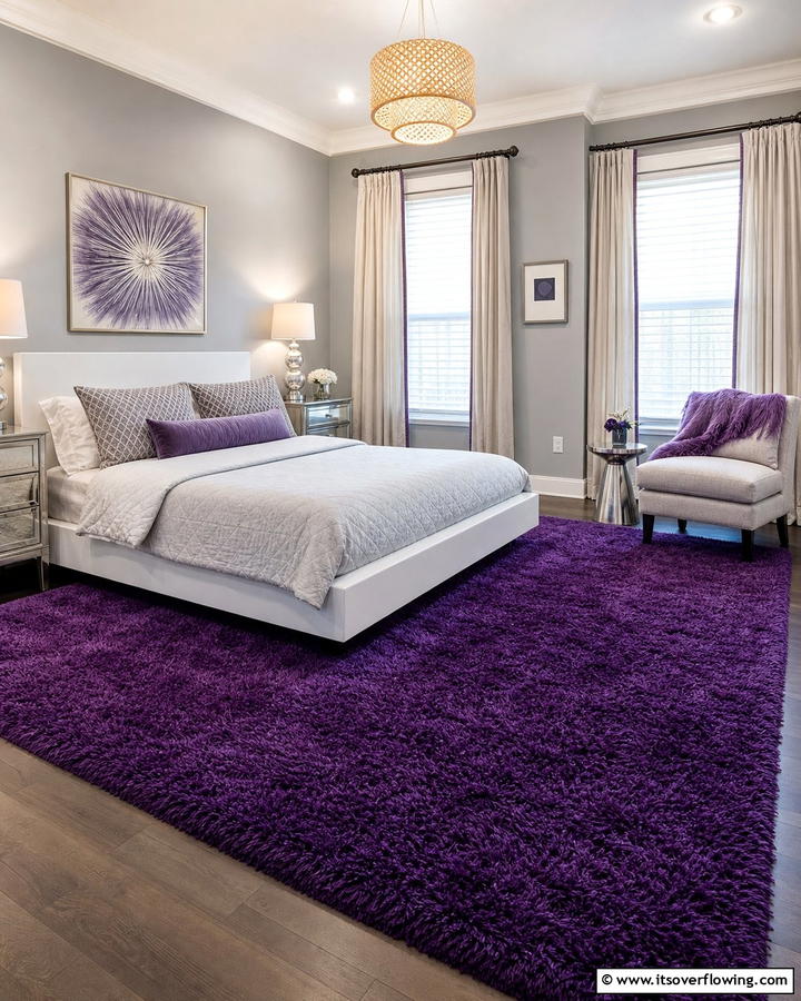 Purple Shag Rug for Comfort and Style - 17 Purple Bedroom Ideas for Dreamy and Creative Spaces