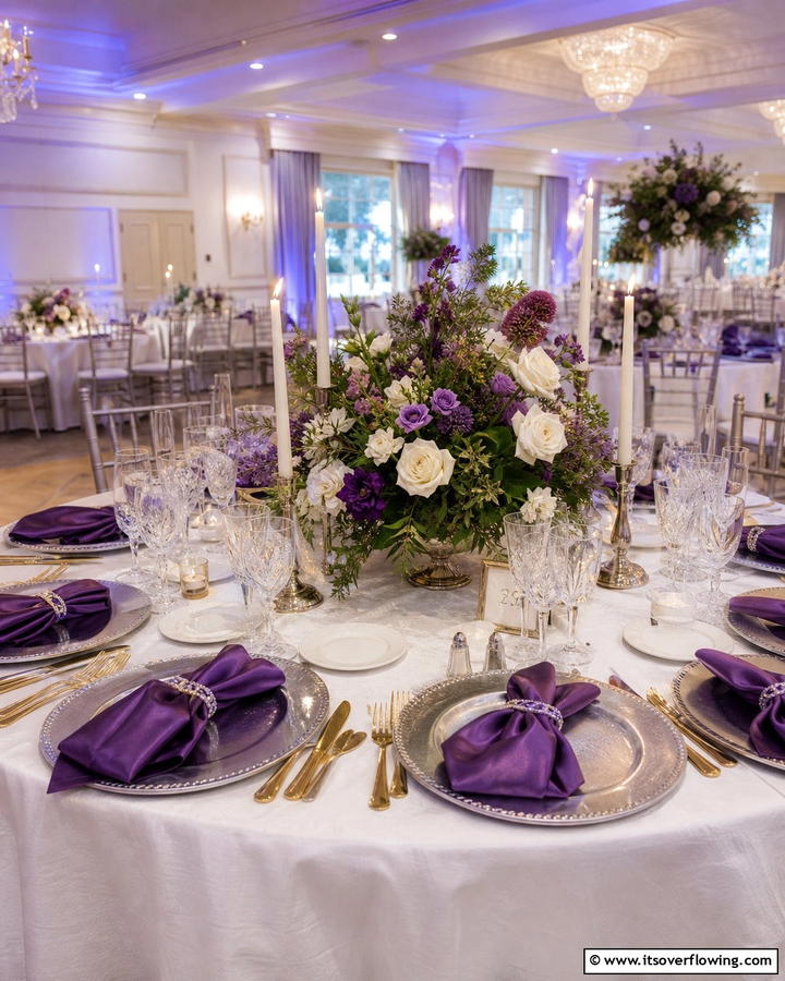 Purple Table Settings - 17 Purple Wedding Theme Ideas for Enchanting Celebrations