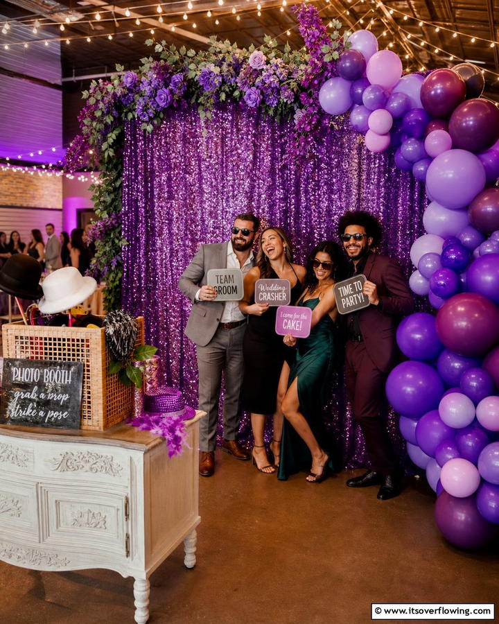 Purple Themed Photo Booth - 17 Purple Wedding Theme Ideas for Enchanting Celebrations
