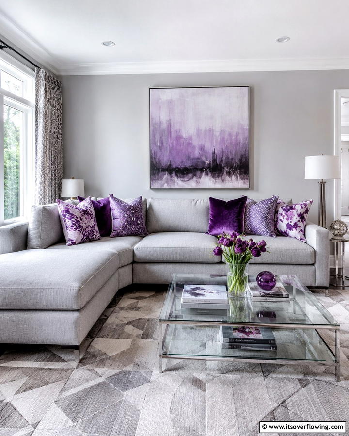Purple Throw Pillows for Subtle Pops of Color - 25 Purple Living Room Ideas for a Stylish Home Makeover