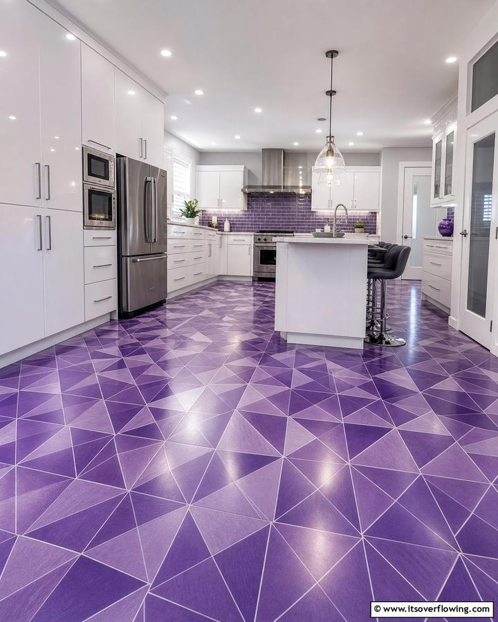 Purple Tile Flooring - 25 Purple Kitchen Ideas for a Bold and Stylish Look