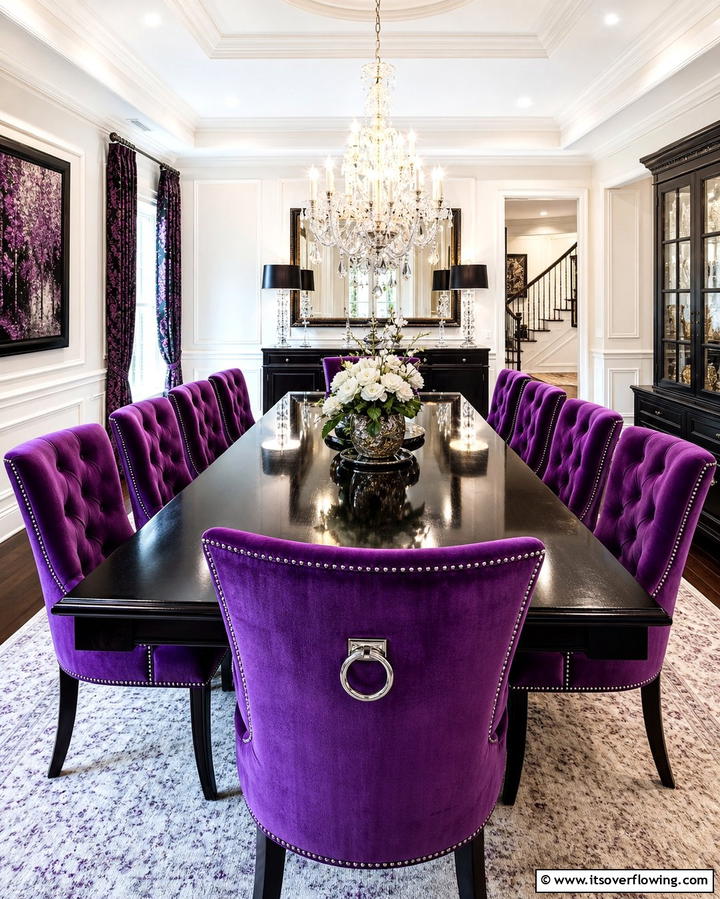 Purple Upholstered Chairs - 25 Purple Dining Room Ideas for a Luxurious Ambiance