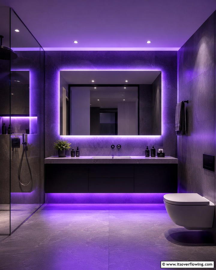 Purple Vanity Lighting - 25 Purple Bathroom Ideas for a Bold and Beautiful Space