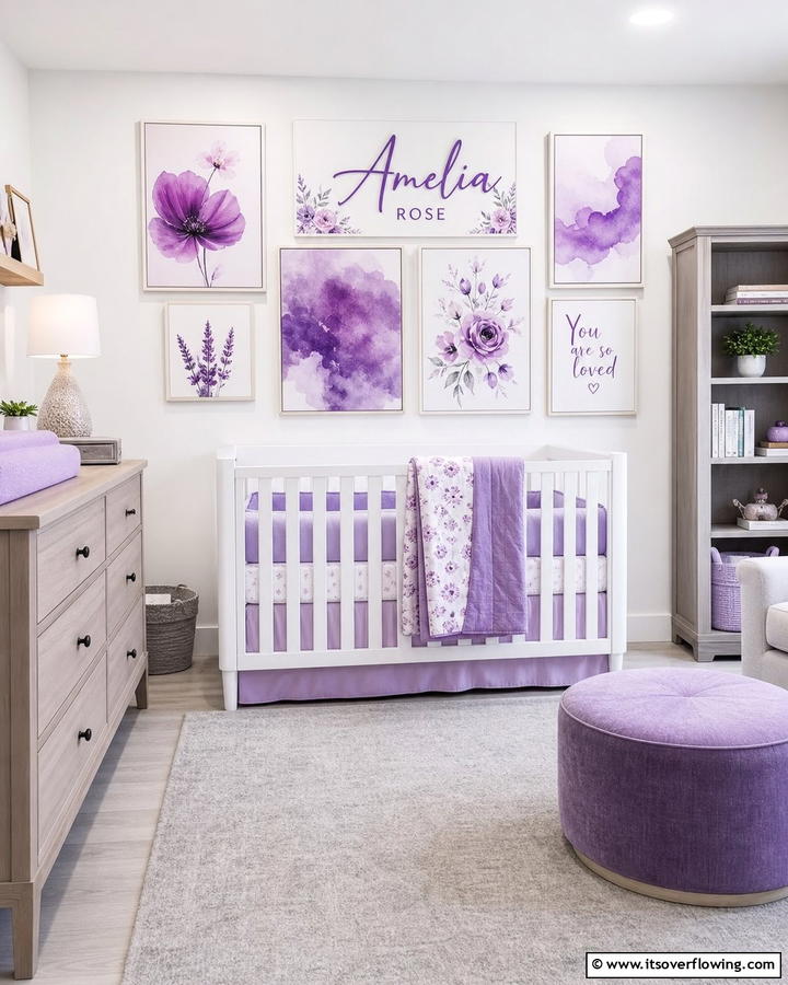 Purple Wall Art for Personalized Decor - 20 Purple Nursery Ideas for a Dreamy Baby Room
