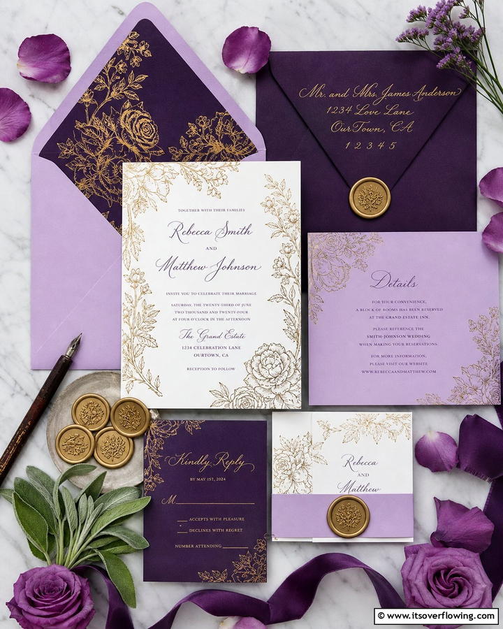 Purple Wedding Invitations - 17 Purple Wedding Theme Ideas for Enchanting Celebrations