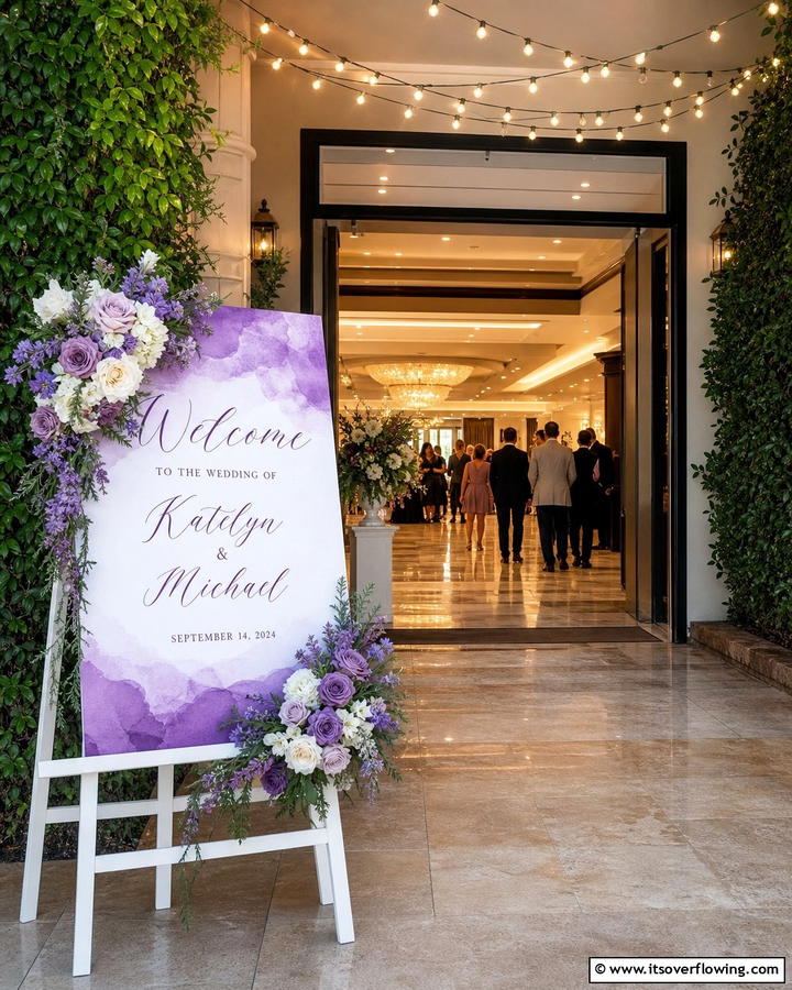Purple Wedding Signage - 17 Purple Wedding Theme Ideas for Enchanting Celebrations