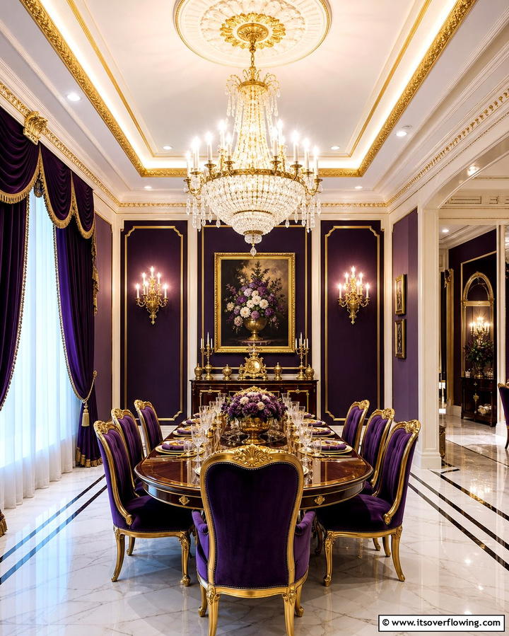 Purple and Gold Decor - 25 Purple Dining Room Ideas for a Luxurious Ambiance