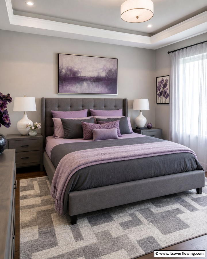 Purple and Gray Color Scheme - 17 Purple Bedroom Ideas for Dreamy and Creative Spaces