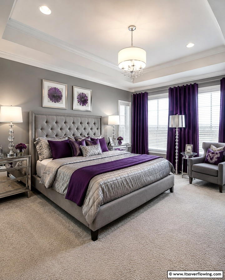 Purple and Gray Combination - 30 Dark Purple Bedroom Ideas for Dramatic Luxury Spaces