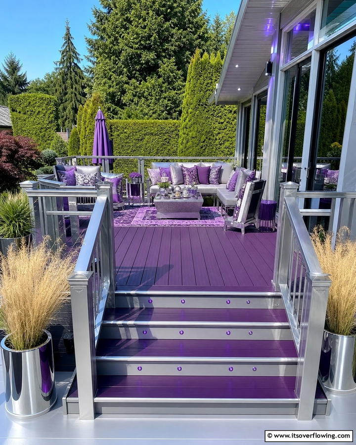 Purple and Silver Glamour - 30 Two-Tone Deck Color Schemes for Dynamic Outdoor Spaces