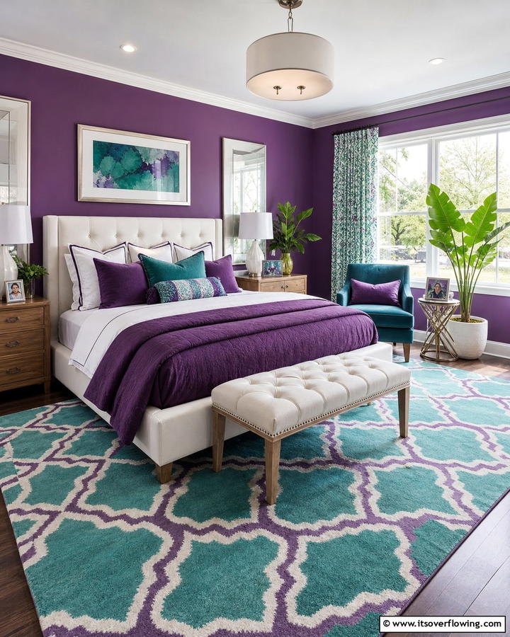 Purple and Teal Color Fusion - 17 Purple Bedroom Ideas for Dreamy and Creative Spaces