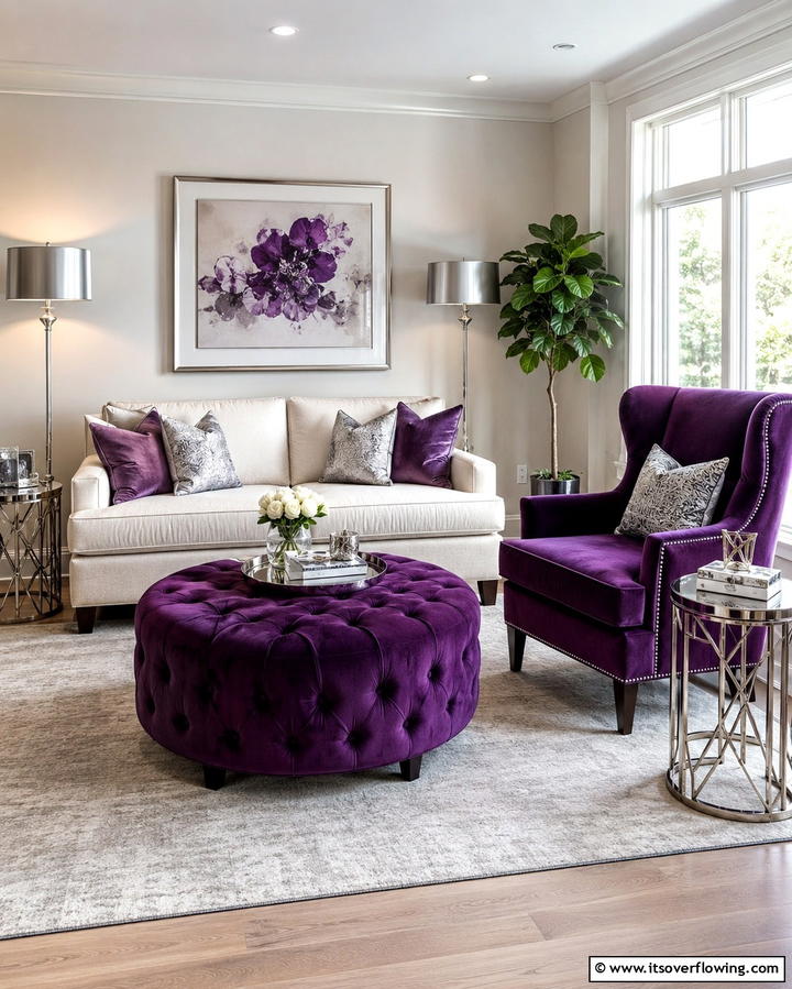 Purple and White Combination for Timeless Charm - 25 Purple Living Room Ideas for a Stylish Home Makeover