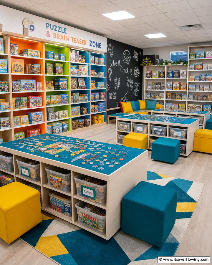 Puzzle and Brain Teaser Zone - 21 Playroom Ideas for Creative & Organized Kids Spaces