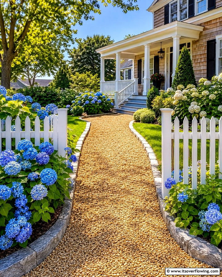 Quaint Gravel Pathway with Curbs - 30 Gravel Driveway Ideas- Durable & Stylish Options