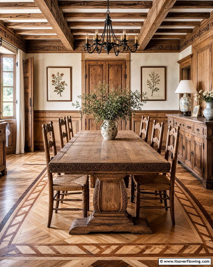 Quaint Wooden Details - 21 French Country Dining Room Ideas for Elegance