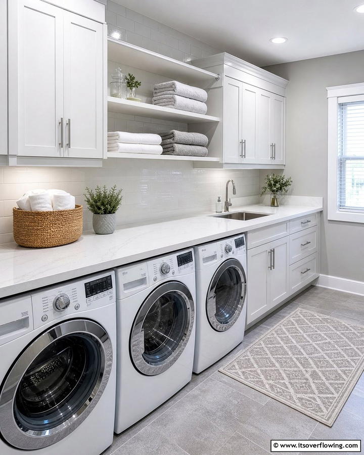 Quartz Countertops for Durability and Elegance - 20 Laundry Room Countertop Ideas for a Functional and Stylish Space