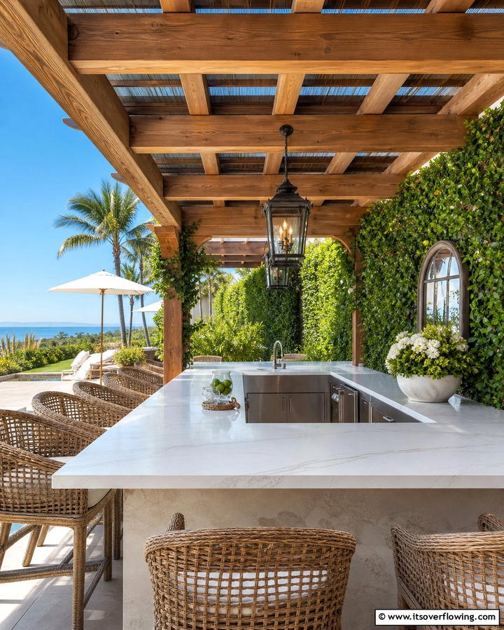 Quartz Countertops for Elegance and Practicality - 25 Outdoor Kitchen Countertop Ideas for Functionality